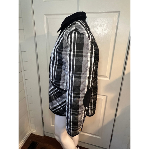 Isaac Mizrahi Black White Plaid Quilted Jacket - Picture 5 of 6